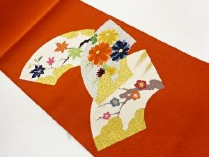 綴れ地紙に菊・紅葉・梅模様織出し名古屋帯